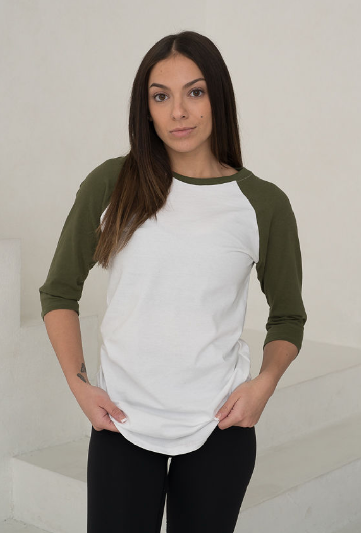 Ladies Raglan 3/4 Sleeve Tee - Rebel Apparel Inc.