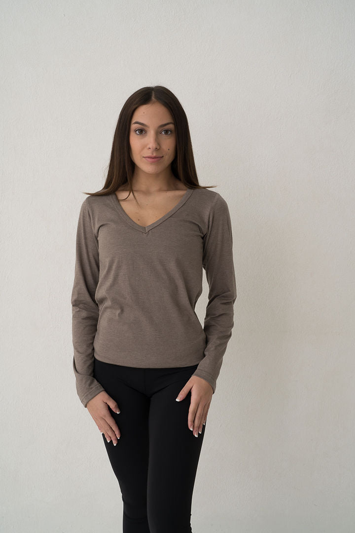 Ladies V-Neck Long Sleeve