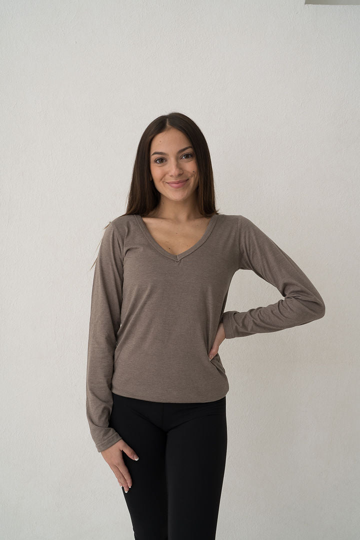 Ladies V-Neck Long Sleeve