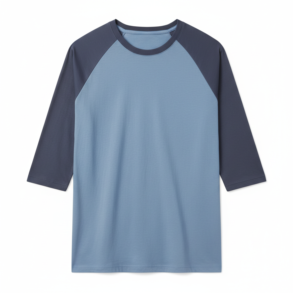 Raglan 3/4 Sleeve Tee made from 100% combed cotton fine jersey, pre-washed and pre-shrunk