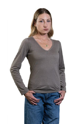 Ladies V-Neck Long Sleeve