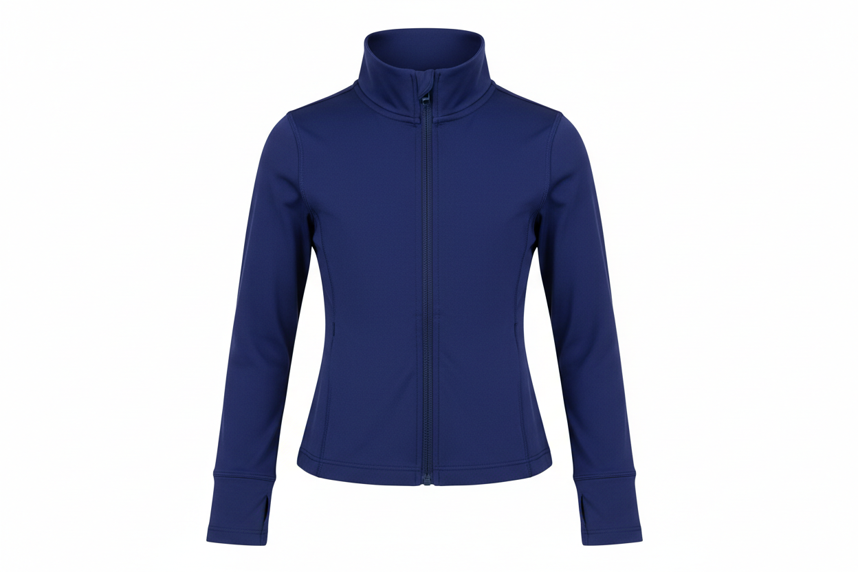 Youth Yoga Jacket with mandarin collar in cotton-lycra blend, pre-washed and pre-shrunk
